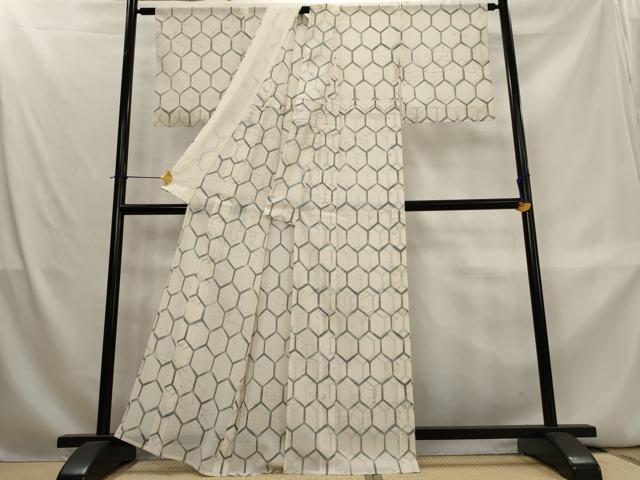 平和屋着物*夏物 小紋 絽 亀甲文 正絹 逸品 AABL1531st