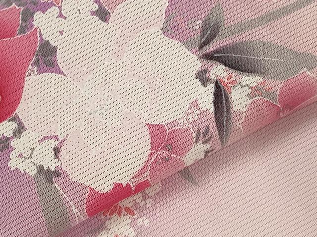 平和屋着物*夏物 小紋 絽 草花文 暈し染め 正絹 逸品 AABL1549st