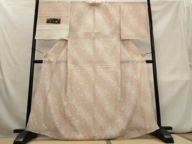 平和屋着物*夏物 小紋 駒絽 舞桜文 反端付き 正絹 逸品 AABL1559st
