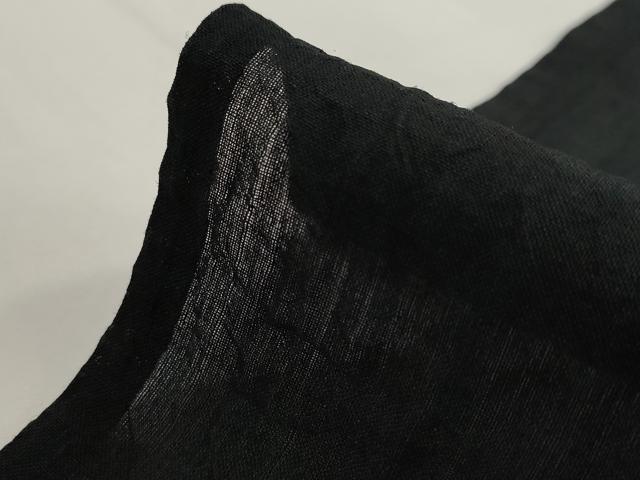 平和屋着物*夏物 本場小千谷ちぢみ 黒色 麻 逸品 AABL1560st