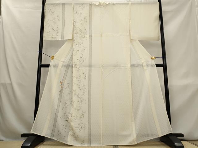 平和屋着物*夏物 訪問着 絽 刺繍 草花文 銀糸 正絹 逸品 AABL1561st