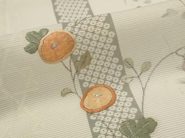 平和屋着物*夏物 訪問着 絽 刺繍 草花文 銀糸 正絹 逸品 AABL1561st