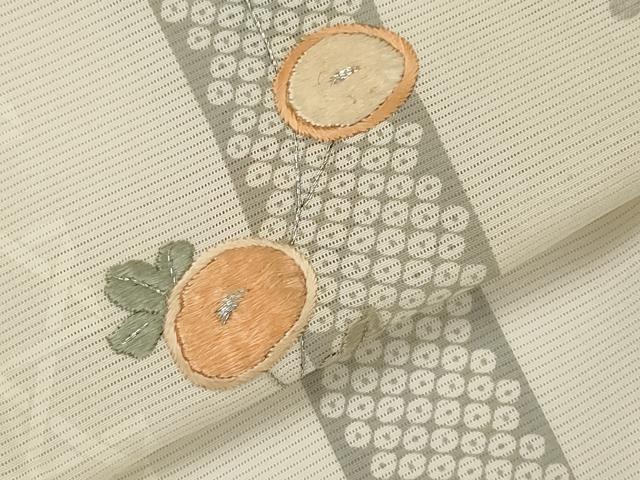 平和屋着物*夏物 訪問着 絽 刺繍 草花文 銀糸 正絹 逸品 AABL1561st
