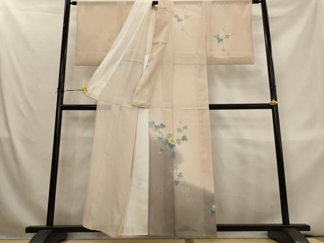 平和屋着物*夏物 訪問着 縦絽 朝顔 暈し染め 正絹 逸品 AABL1570st