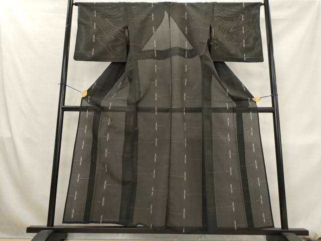 平和屋着物*夏物 小紋 絽芭蕉 勝虫 黒地 正絹 逸品 AABL1576st