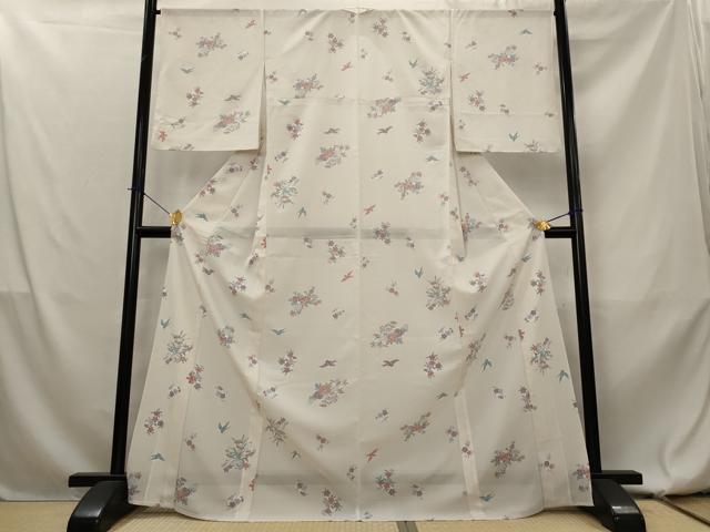 平和屋着物*夏物 小紋 絽 花鳥文 洗える着物 AABL1605st