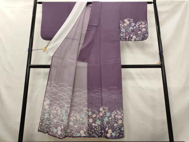 平和屋着物*夏物 訪問着 絽縮緬 芝花文 金彩 洗える着物 AABL1617st