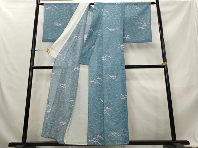 平和屋着物*夏物 小紋 絽 雪芝文 洗える着物 AABL1618st