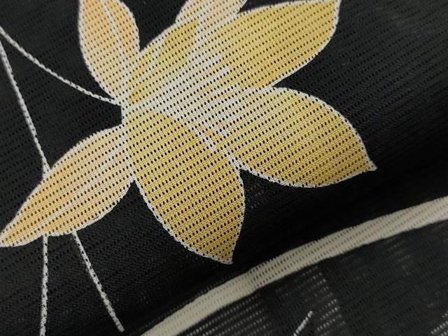 平和屋着物*夏物 小紋 絽 芝花文 黒地 洗える着物 AABL1623st