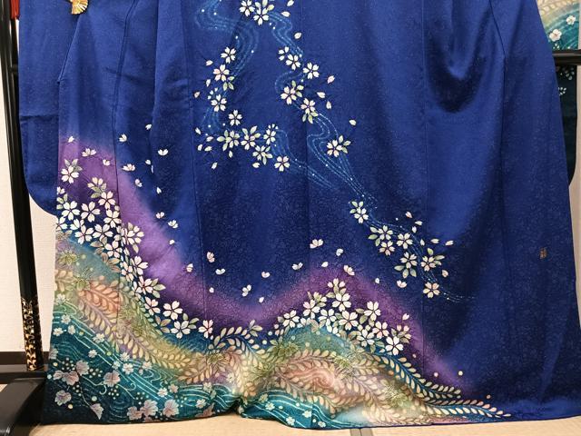 平和屋着物●豪華振袖 作家物 絞り 舞花文 暈し染め 金彩 金通し地 正絹 逸品 AABL1641ph