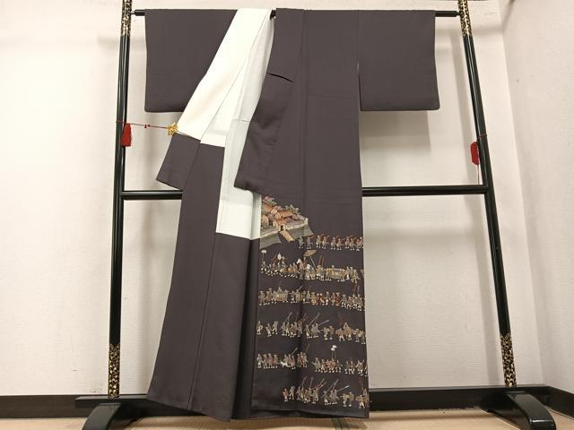 平和屋着物●豪華色留袖 総刺繍 人物風景文 正絹 逸品 AABL1642ph