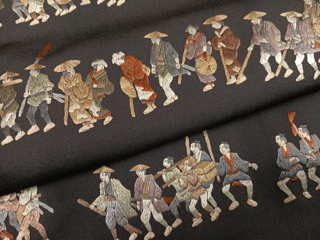 平和屋着物●豪華色留袖 総刺繍 人物風景文 正絹 逸品 AABL1642ph