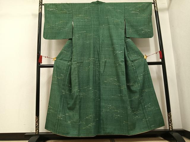 平和屋着物●上質な小紋 紬地 松葉 正絹 逸品 AABL1643ph