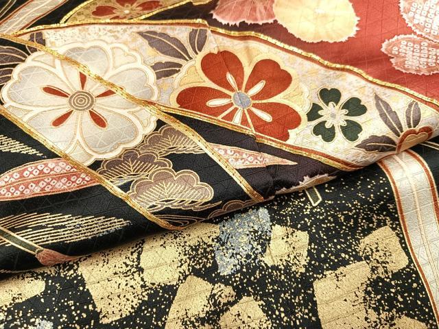 平和屋着物●豪華振袖 駒刺繍 草花文 暈し染め 金銀彩 正絹 逸品 AABL1644ph