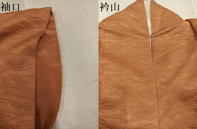 平和屋着物●上質な色無地 松葉地紋 江戸茶色 正絹 逸品 AABL1647ph