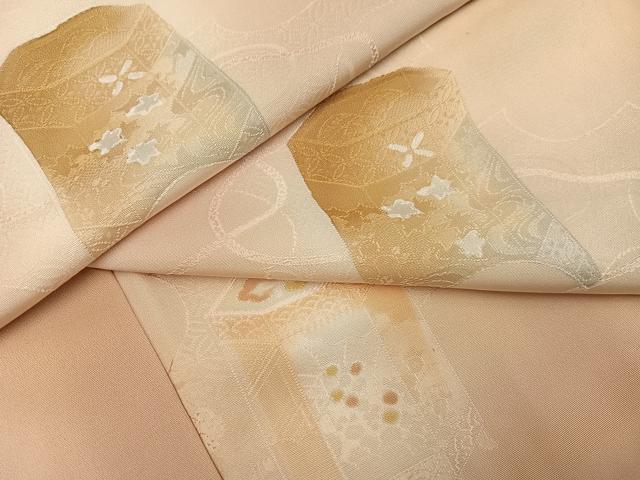 平和屋着物▼上質な小紋 地紋起こし 貝桶花文 暈し染め 正絹 逸品 AABL1649ph