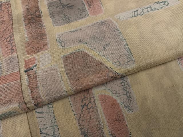 平和屋着物●訪問着 紬地 一珍染 幾何学文様 正絹 逸品 AABL1650ph