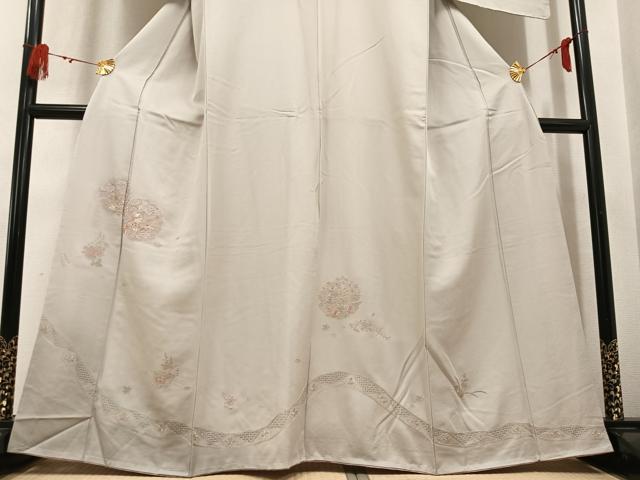 平和屋着物●訪問着 総刺繍 中国三大刺繍 スワトウ刺繍 汕頭刺繍 草花文 正絹 逸品 未使用 AABL1652ph