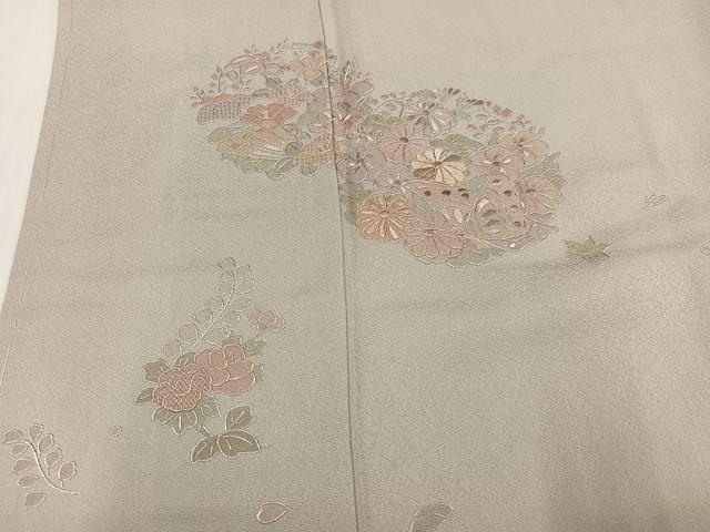 平和屋着物●訪問着 総刺繍 中国三大刺繍 スワトウ刺繍 汕頭刺繍 草花文 正絹 逸品 未使用 AABL1652ph