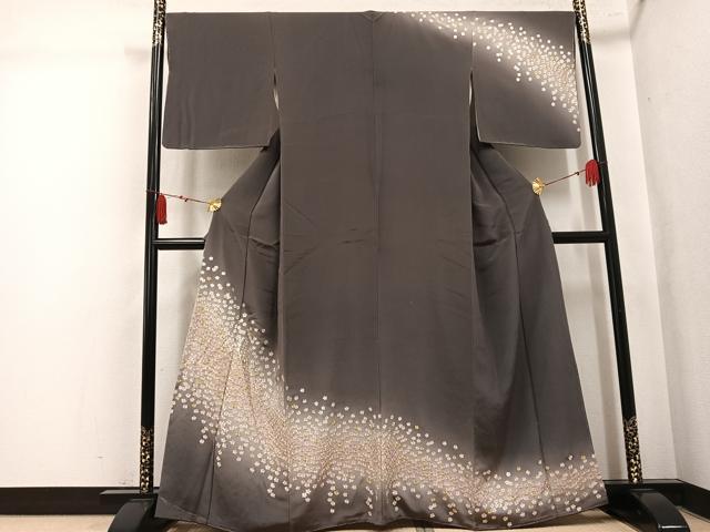 平和屋着物●訪問着 総刺繍 舞桜 暈し染め 金糸 鬼しぼ縮緬 正絹 逸品 未使用 AABL1654ph