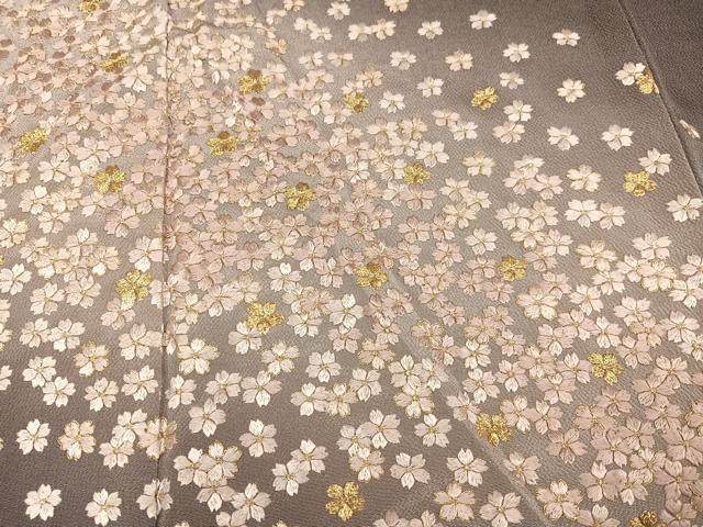 平和屋着物●訪問着 総刺繍 舞桜 暈し染め 金糸 鬼しぼ縮緬 正絹 逸品 未使用 AABL1654ph