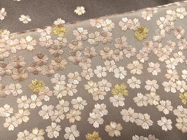 平和屋着物●訪問着 総刺繍 舞桜 暈し染め 金糸 鬼しぼ縮緬 正絹 逸品 未使用 AABL1654ph