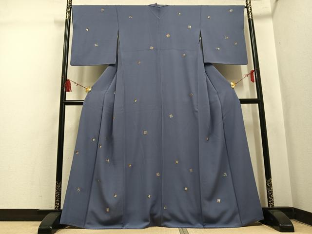 平和屋着物●訪問着 総刺繍 色紙草花文 金糸 正絹 逸品 AABL1664ph