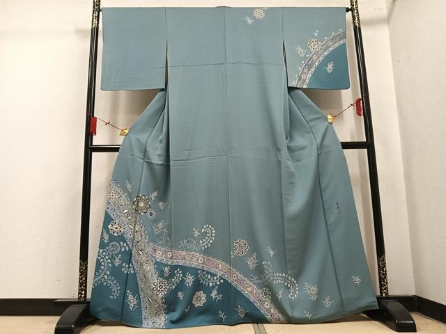 平和屋着物●訪問着 作家物 直弘 草花文 金彩 正絹 逸品 AABL1665ph