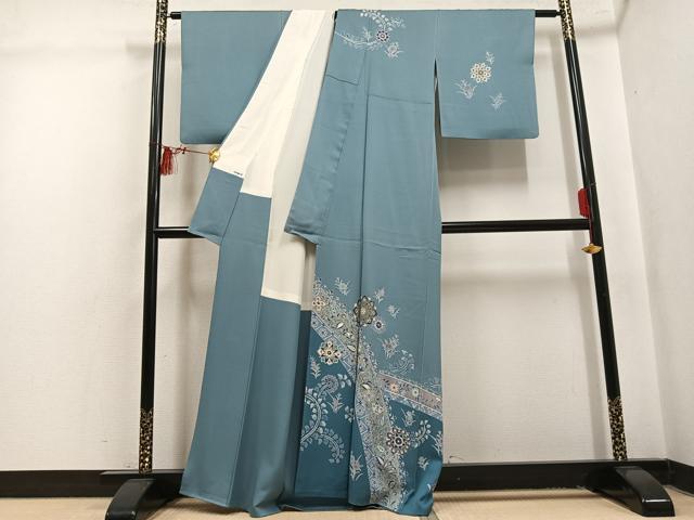 平和屋着物●訪問着 作家物 直弘 草花文 金彩 正絹 逸品 AABL1665ph