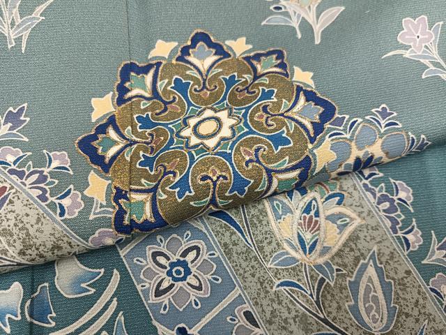 平和屋着物●訪問着 作家物 直弘 草花文 金彩 正絹 逸品 AABL1665ph