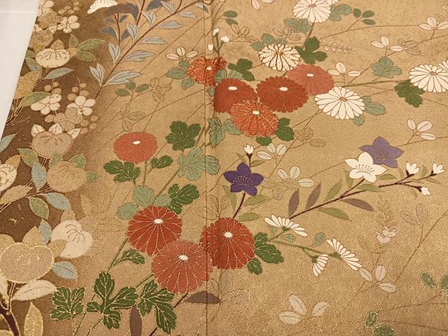 平和屋着物●訪問着 駒刺繍 草花文 暈し染め 金彩 正絹 逸品 AABL1666ph