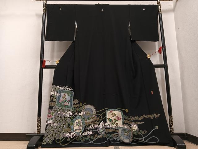 平和屋着物●豪華黒留袖 本加賀友禅 作家物 池田裕 花鳥文 正絹 逸品 AABL1669ph
