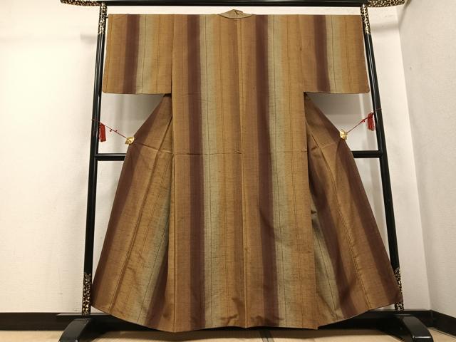 平和屋着物●上質な紬 間道 正絹 逸品 AABL1673ph