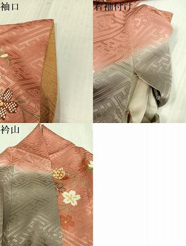 平和屋着物●豪華振袖 駒刺繍 花蝶文 暈し染め 金彩 正絹 逸品 AABL1678ph