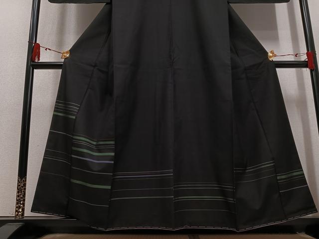 平和屋着物●訪問着 本場縞大島紬 横段文 正絹 逸品 未使用 AABL1685ph