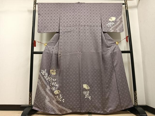 平和屋着物●訪問着 絞り 刺繍 地紙花文 金彩 正絹 逸品 未使用 AABL1692ph