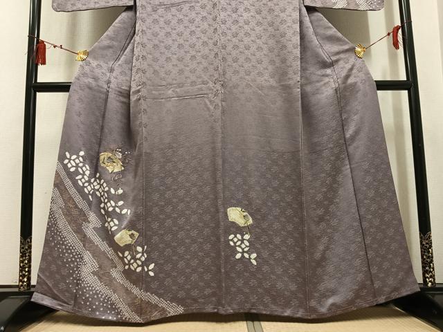 平和屋着物●訪問着 絞り 刺繍 地紙花文 金彩 正絹 逸品 未使用 AABL1692ph