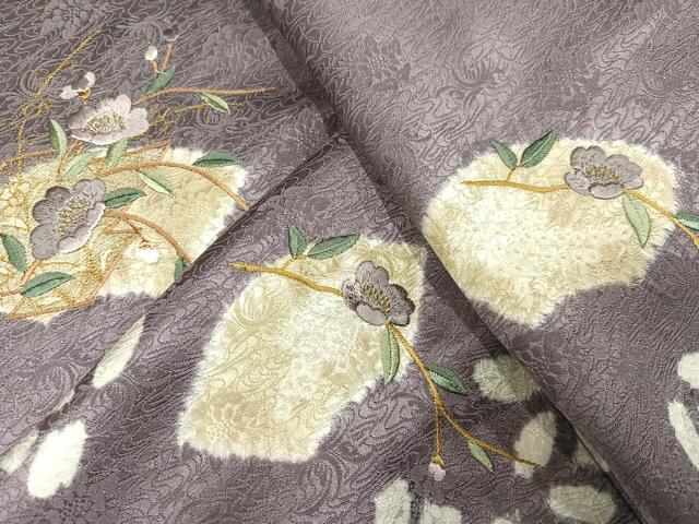 平和屋着物●訪問着 絞り 刺繍 地紙花文 金彩 正絹 逸品 未使用 AABL1692ph