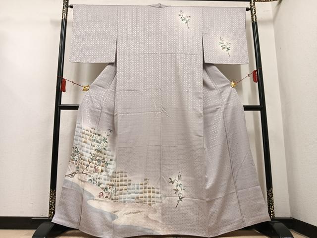 平和屋着物●訪問着 刺繍 鴛鴦枝花文 暈し染め 正絹 逸品 未使用 AABL1713ph
