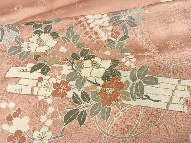 平和屋着物●訪問着 駒刺繍 花筏 金彩 正絹 逸品 AABL1727ph