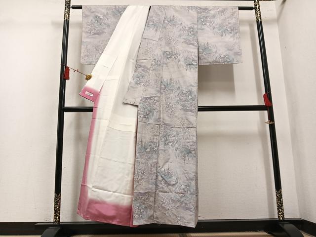 平和屋着物●都喜ヱ門 本場大島紬 白大島 総絣 風景文 やまと誂製 藤絹織物謹製 証紙付き 正絹 逸品 未使用 AABL1728ph