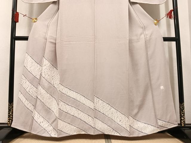平和屋着物●訪問着 杢目絞り 斜縞 正絹 逸品 AABL1729ph