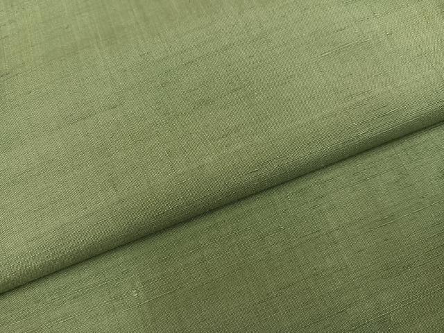 平和屋着物●本場草木染結城玉紬 色無地 鶸茶色 結織苑 証紙付き 正絹 逸品 AABL1761ph