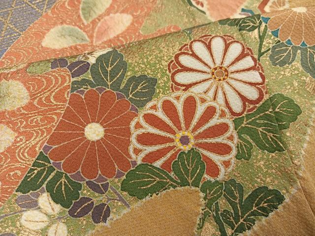 平和屋着物●訪問着 作家物 絞り 駒刺繍 草花文 金彩 正絹 逸品 未使用 AABL1766ph