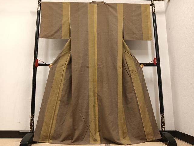 平和屋着物●上質な紬 100亀甲 間道 正絹 逸品 AABL1767ph