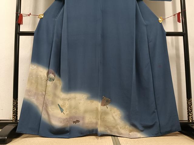 平和屋着物●訪問着 作家物 手描き 番傘人物草花文 暈し染め 金彩 正絹 逸品 AABL1768ph