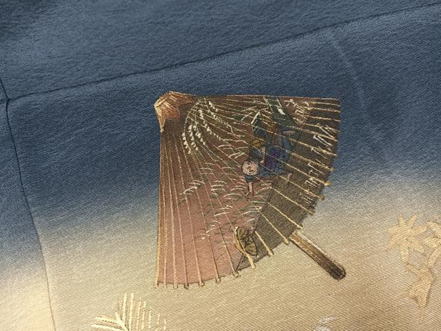 平和屋着物●訪問着 作家物 手描き 番傘人物草花文 暈し染め 金彩 正絹 逸品 AABL1768ph