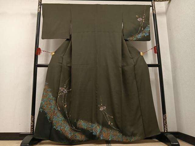 平和屋着物●訪問着 扇面草花文 金彩 正絹 逸品 AABL1773ph