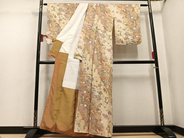 平和屋着物●上質な小紋 花蝶文 暈し染め 金彩 正絹 逸品 AABL1777ph