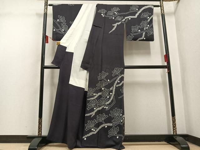 平和屋着物●訪問着 総絞り 松 正絹 逸品 AABL1781ph